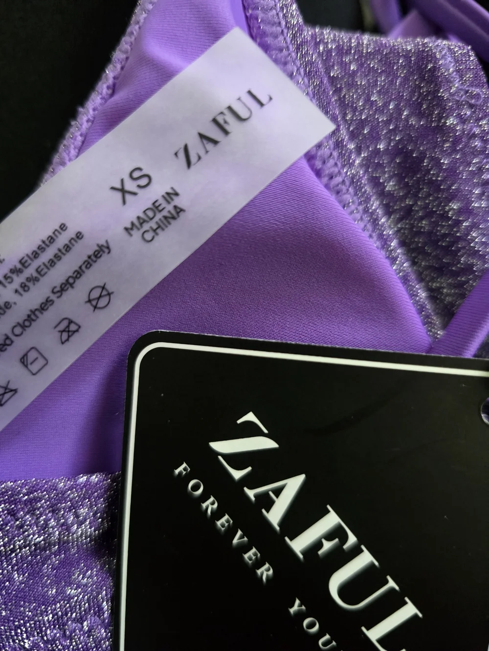 Zaful Lavender Shimmer Bikini Set